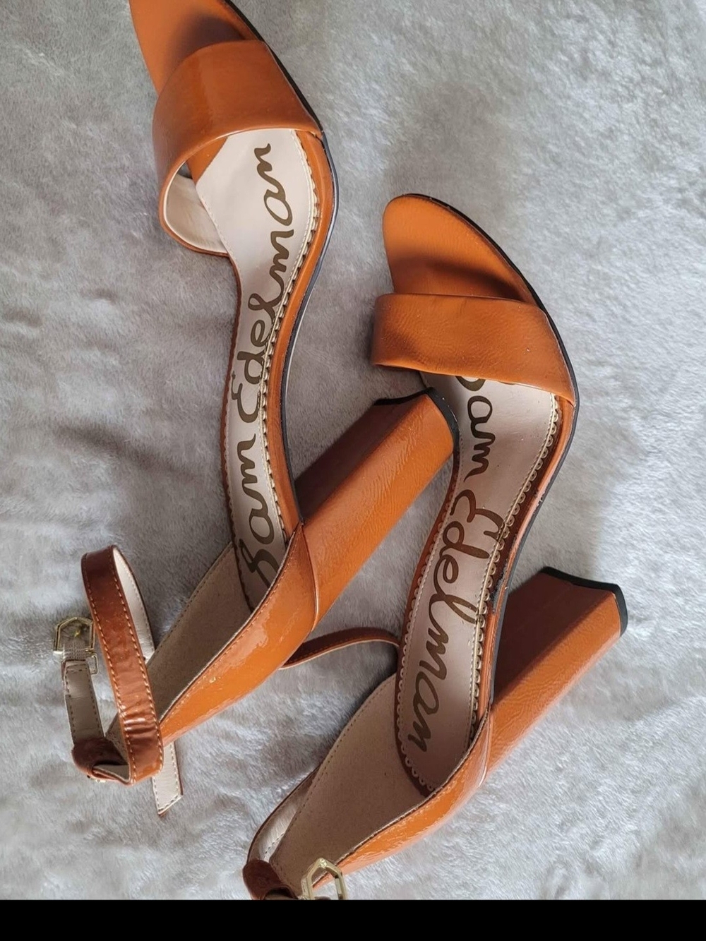 Sam Edelman Orange Open-Toe Block Heel Sandals